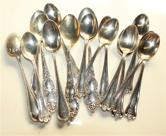 11 silver coffee spoons & 5 silver teaspoons